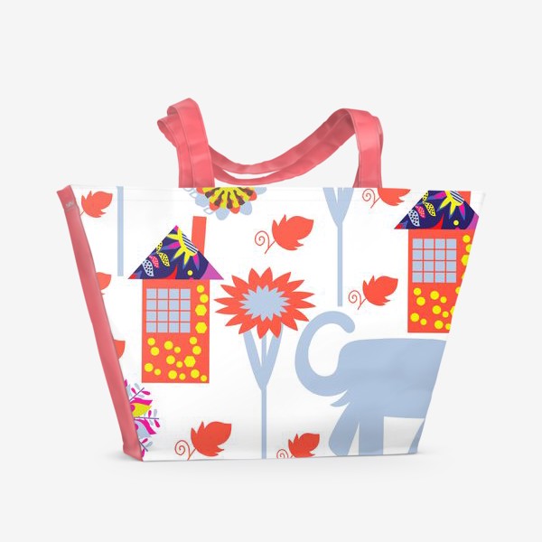 Пляжная сумка «Слоны - абстрактный паттерн»