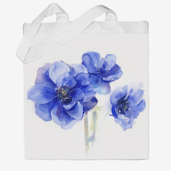 Сумка хб «Синие цветы Анемоны»