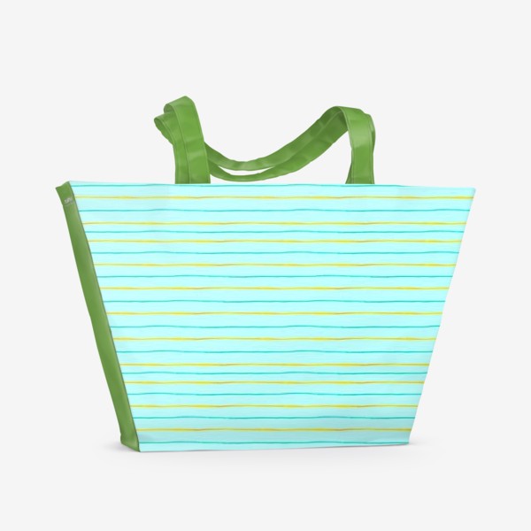 Пляжная сумка «Паттерн акварельные полоски на голубом фоне»