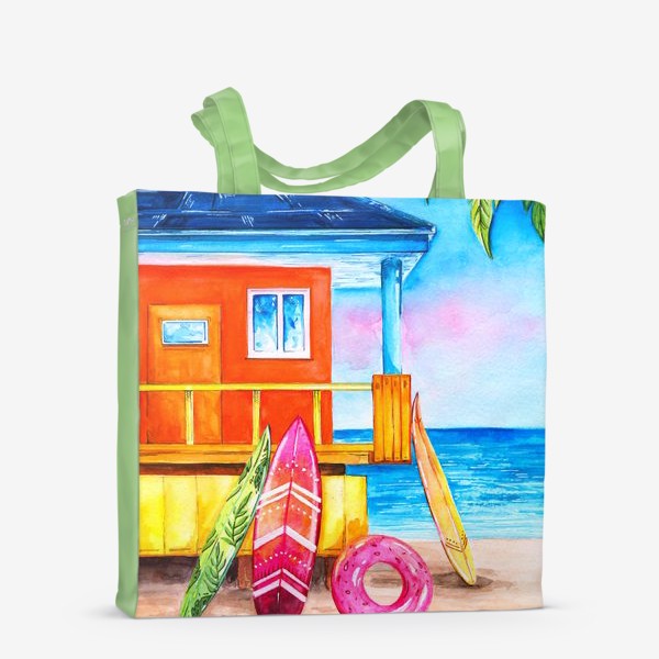 Сумка-шоппер «Гавайский пляж . Акварель»