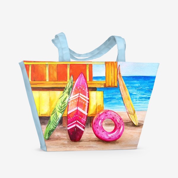 Пляжная сумка &laquo;Гавайский пляж . Акварель&raquo;