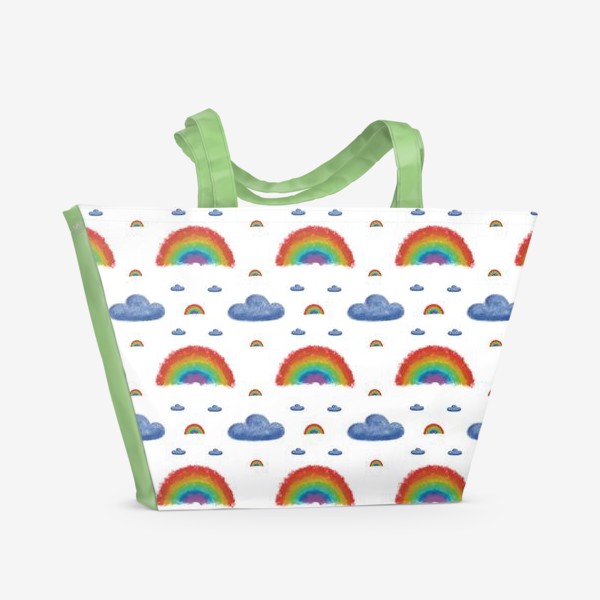 Пляжная сумка «Облака и радуга. Паттерн»