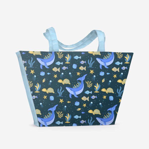 Пляжная сумка &laquo;Подводный мир/Киты, черепашки, рыбки&raquo;