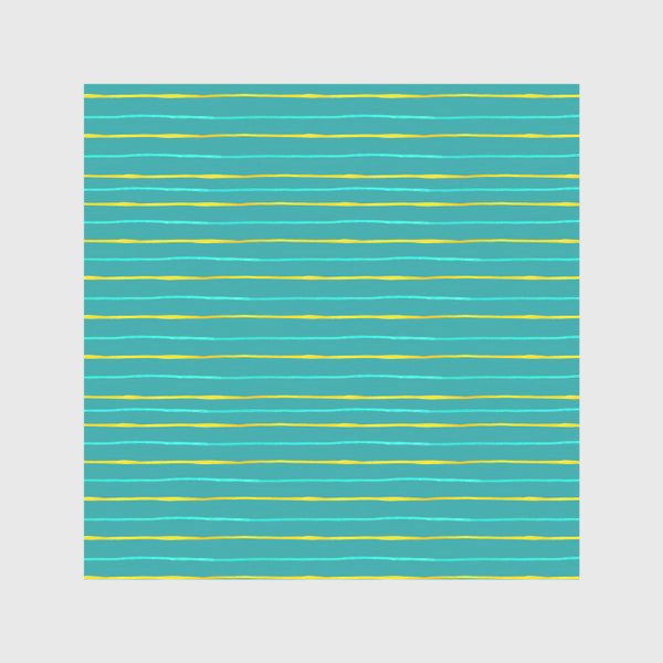 Скатерть «Паттерн акварельные бирюзовые и жёлтые полоски на изумрудном фоне»