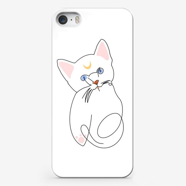 Чехол iPhone «Котёнок. Кошка Луна. Минимализм»