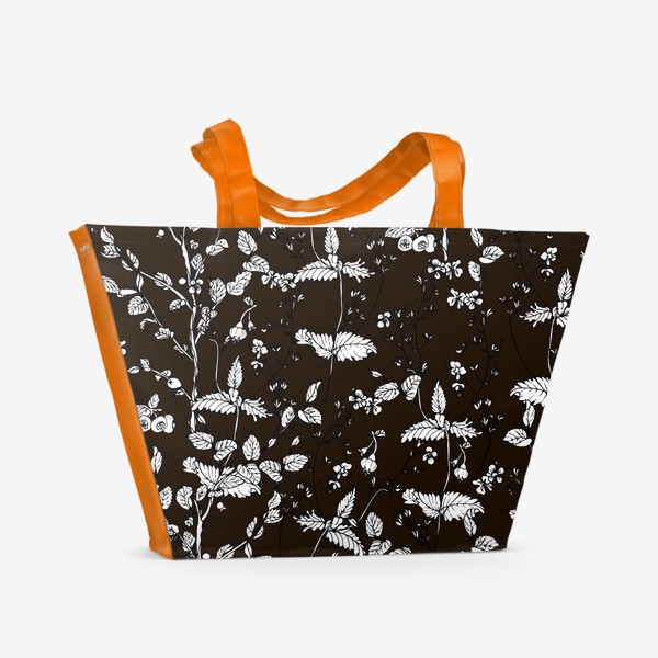 Пляжная сумка «чёрно-белые цветы»