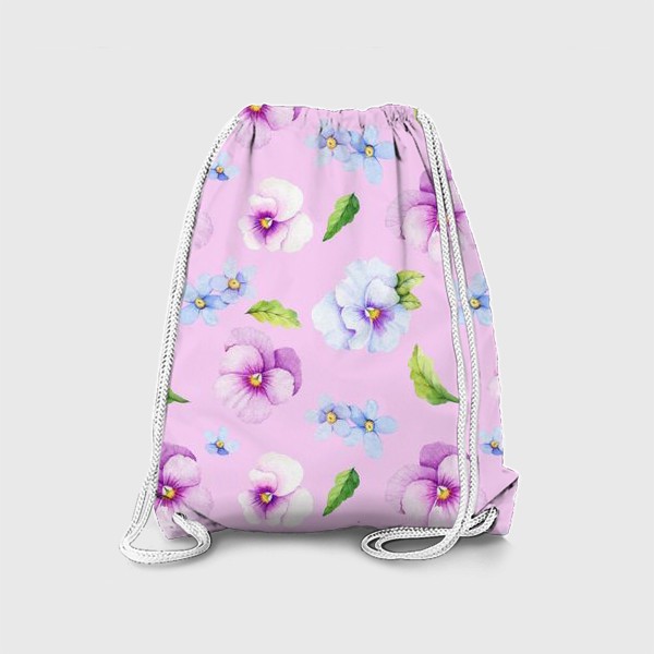 Рюкзак «Виола и незабудки на розовом фоне»