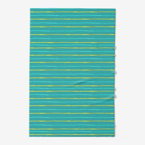 Полотенце «Паттерн акварельные бирюзовые и жёлтые полоски на изумрудном фоне»