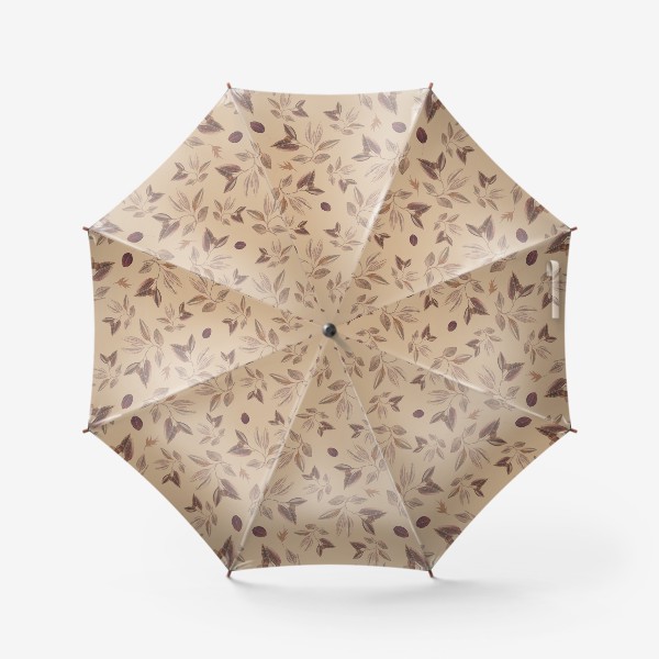 Зонт «Гербарий. Узор с засушенными листьями.»