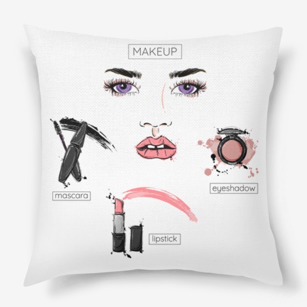 Подушка «Модная иллюстрация. Макияж»