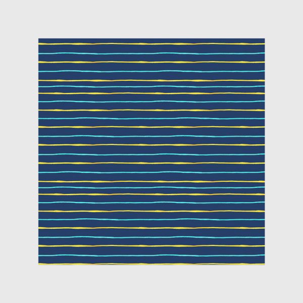 Скатерть «Паттерн акварельные желтые и бирюзовые полоски на тёмно-синем фоне»