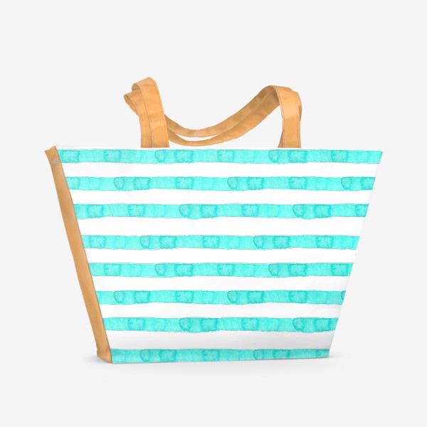 Пляжная сумка «Паттерн широкие акварельные полоски мятного цвета»