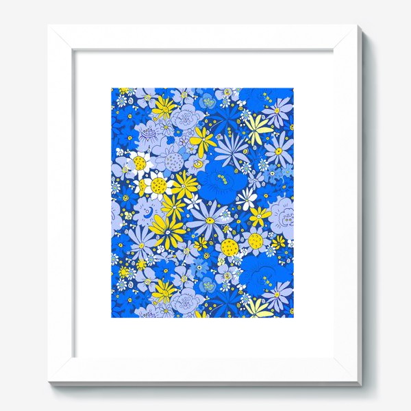 Картина «Цветочный хоровод в голубом, синем, белом и жёлтом»