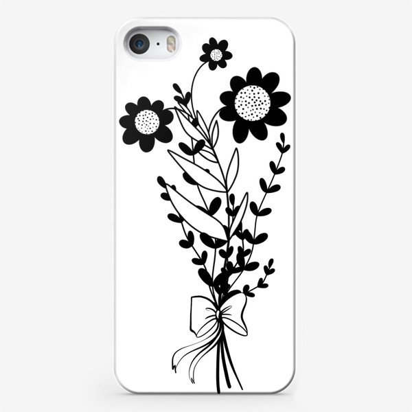 Чехол iPhone «Букетик из ромашек черно-белый»