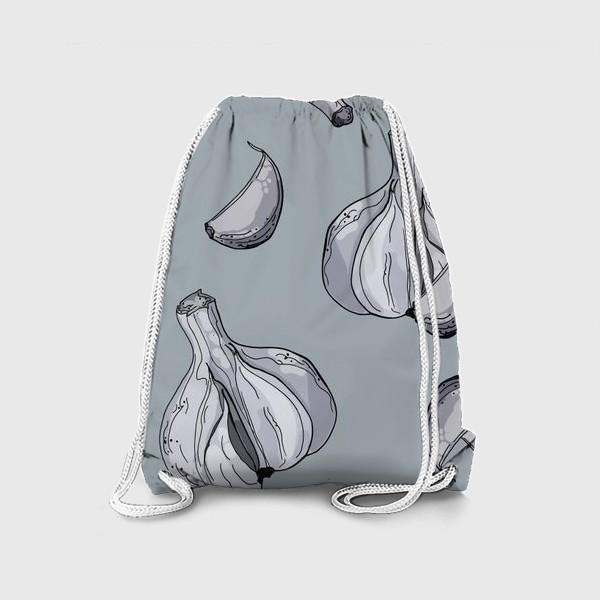 Рюкзак «Чесночный паттерн на серо-голубом»
