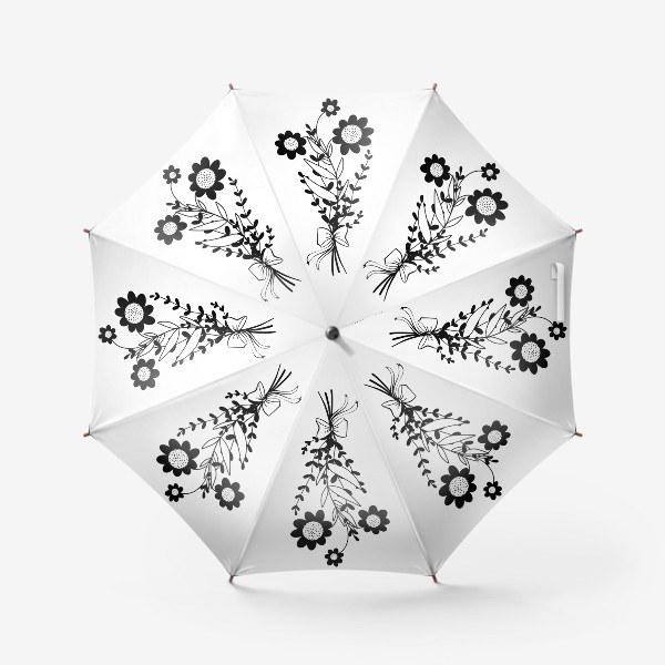 Зонт «Букетик из ромашек черно-белый»