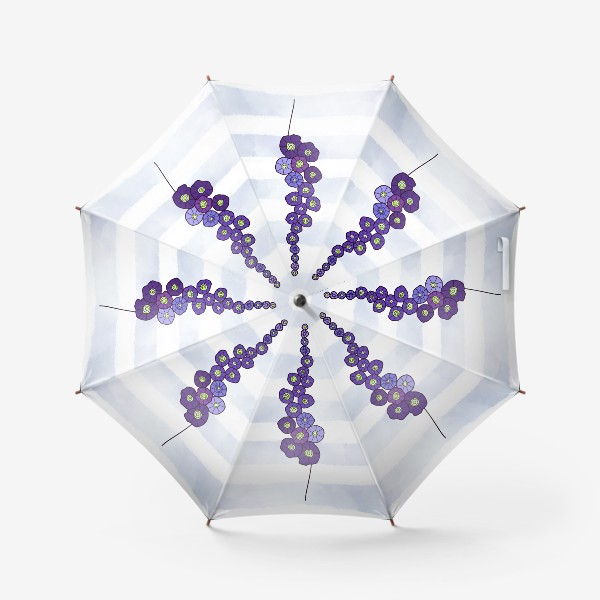 Зонт «Мальва на пыльно голубом акварельном фоне»