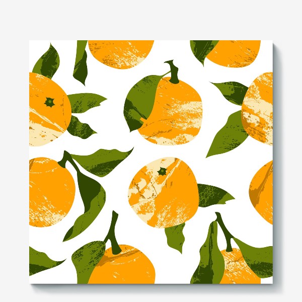 Холст «Мандарины, апельсины. Летний цитрусовый паттерн»