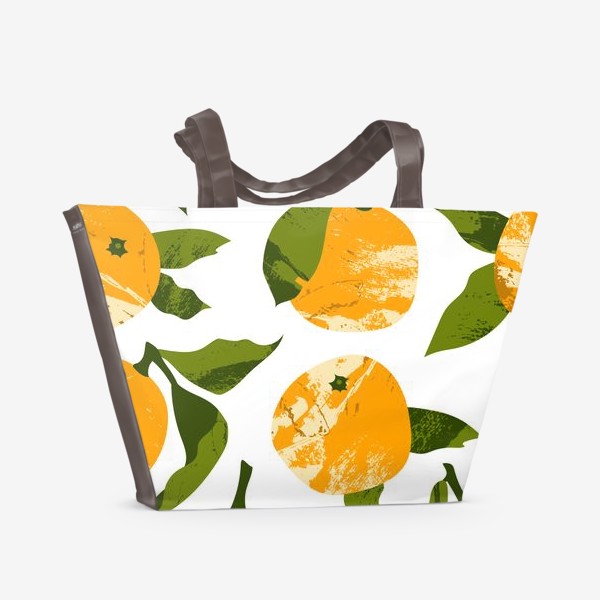 Пляжная сумка «Мандарины, апельсины. Летний цитрусовый паттерн»