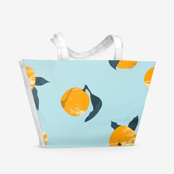 Пляжная сумка «Мандарины, апельсины. Летний цитрусовый паттерн»