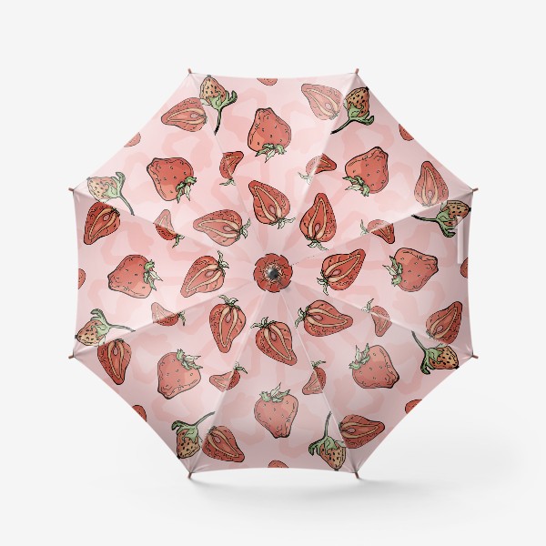 Зонт «Клубничный паттерн с розовыми тенями»