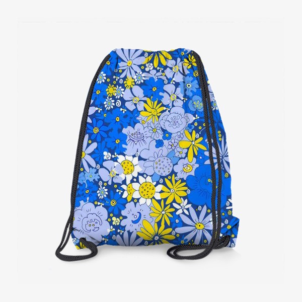 Рюкзак «Цветочный хоровод в голубом, синем, белом и жёлтом»