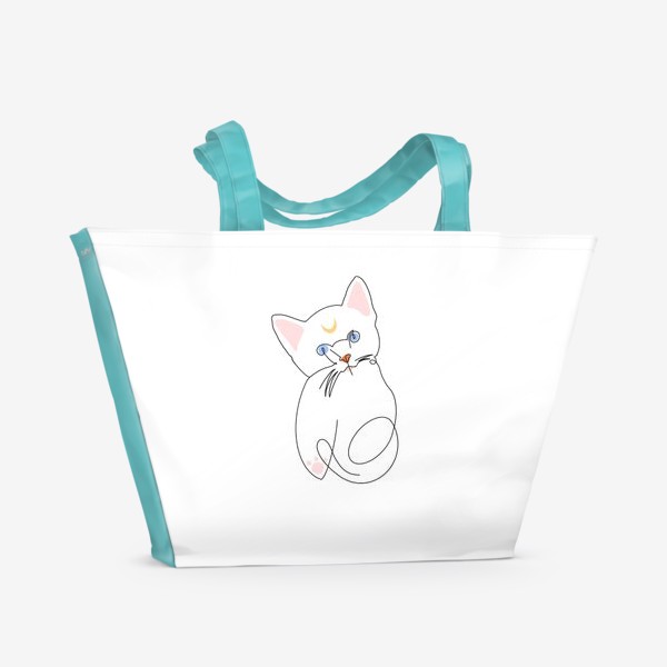 Пляжная сумка «Котёнок. Кошка Луна. Минимализм»