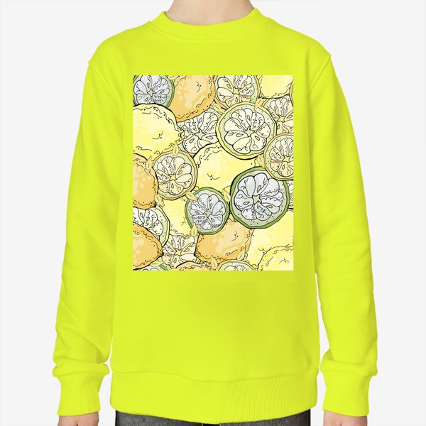 Свитшот &laquo;Насыщенный паттерн с плодами, дольками и семечками лимона&raquo;