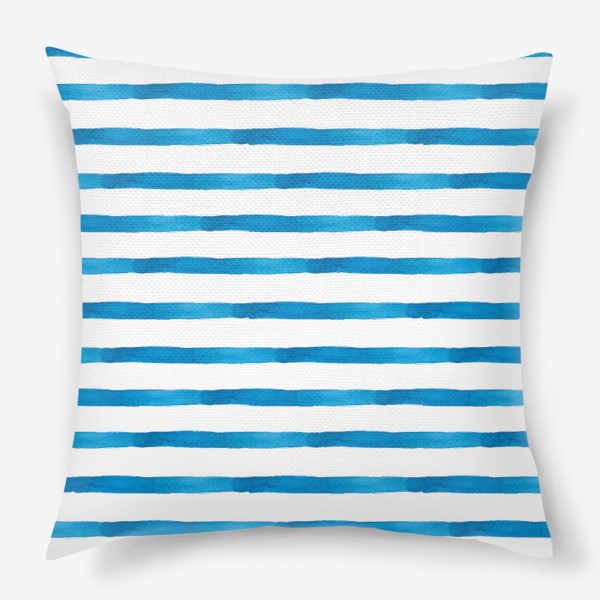 Подушка «Паттерн широкие синие акварельные полоски»