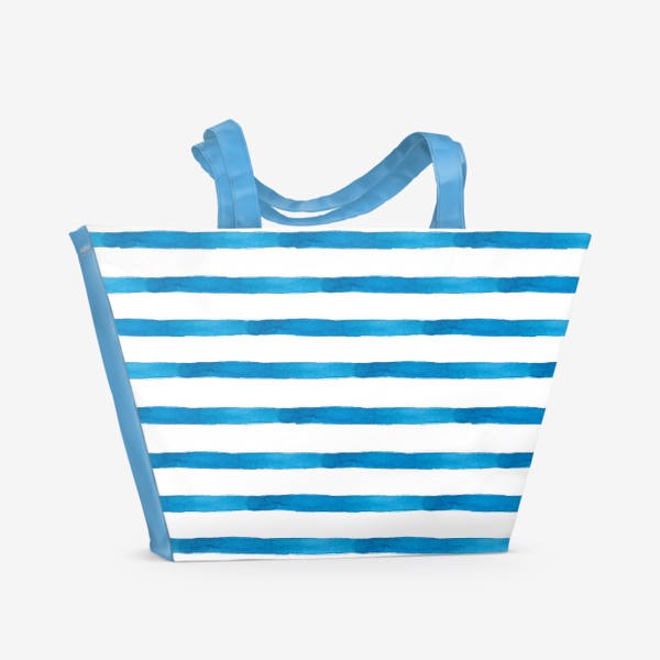 Пляжная сумка «Паттерн широкие синие акварельные полоски»