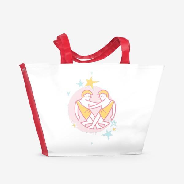 Пляжная сумка «Близнецы Знак Зодиака. Символ и звезды»