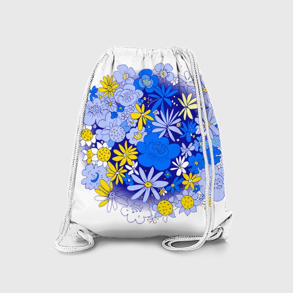 Рюкзак «Цветочный хоровод в голубом, синем, белом и жёлтом»