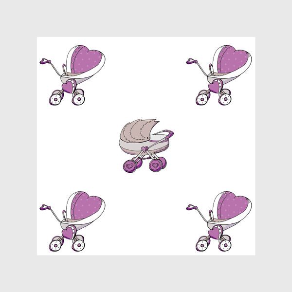 Шторы «Детский принт с колясками для девочек»