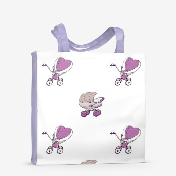 Сумка-шоппер «Детский принт с колясками для девочек»