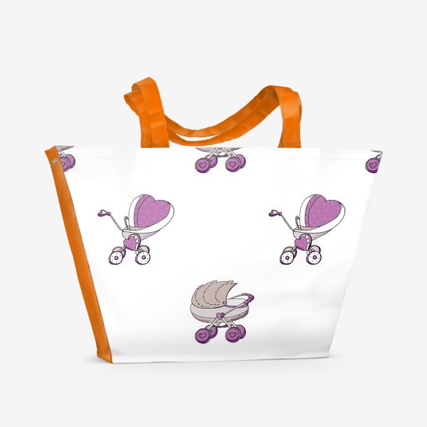 Пляжная сумка «Детский принт с колясками для девочек»
