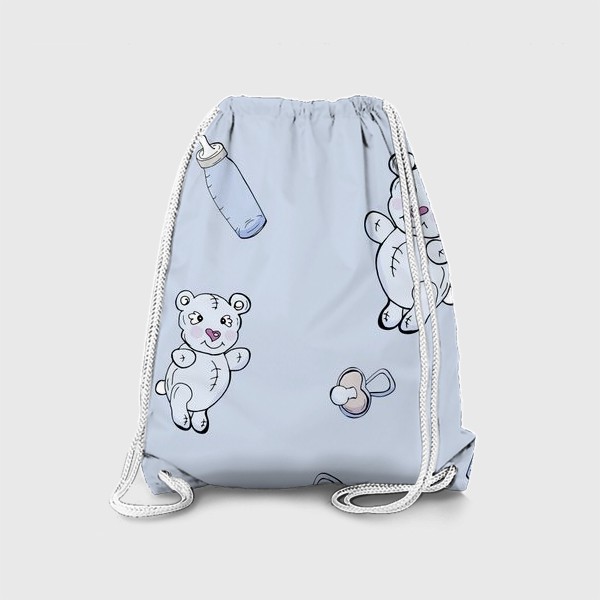 Рюкзак «Детский паттерн с плюшевыми мишками, сосками и бутылочками»