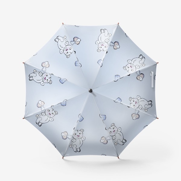 Зонт «Детский паттерн с плюшевыми мишками, сосками и бутылочками»