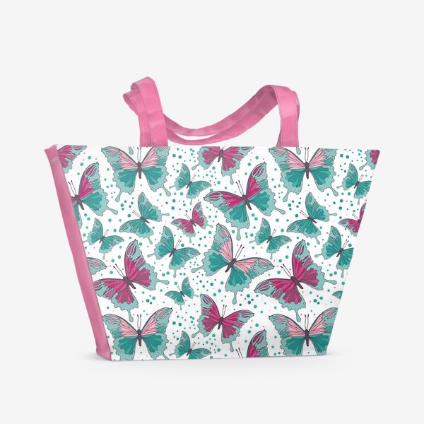 Пляжная сумка &laquo;Орнамент из тропических бабочек&raquo;