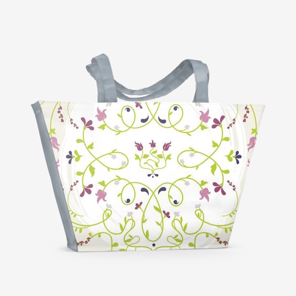 Пляжная сумка «Орнамент с цветами, стиль прованс»