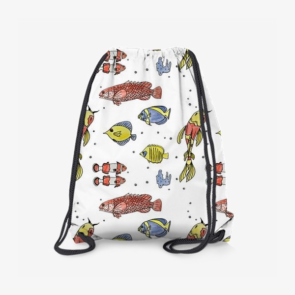 Рюкзак «Рыбки на белом фоне Паттерн Подарок для рыбака»