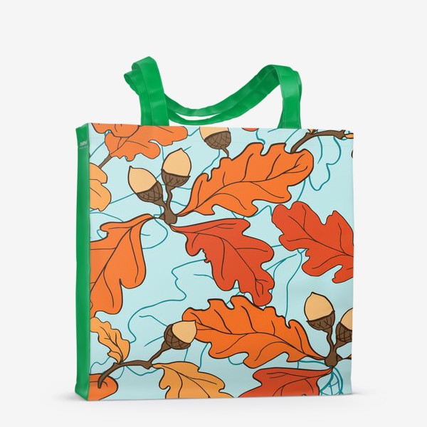 Сумка-шоппер «Осенний паттерн с желудями и дубовыми листьями»