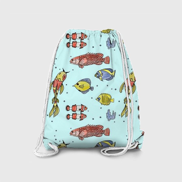 Рюкзак «Рыбки на голубом фоне Паттерн Подарок для рыбака»