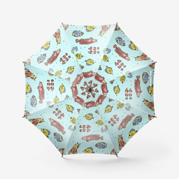 Зонт «Рыбки на голубом фоне Паттерн Подарок для рыбака»