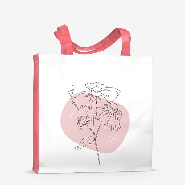Сумка-шоппер «Цветок линиями на розовом фоне, минимализм»