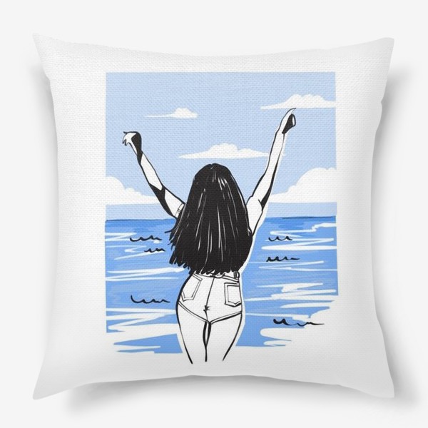 Подушка «Девушка на море. Лето»
