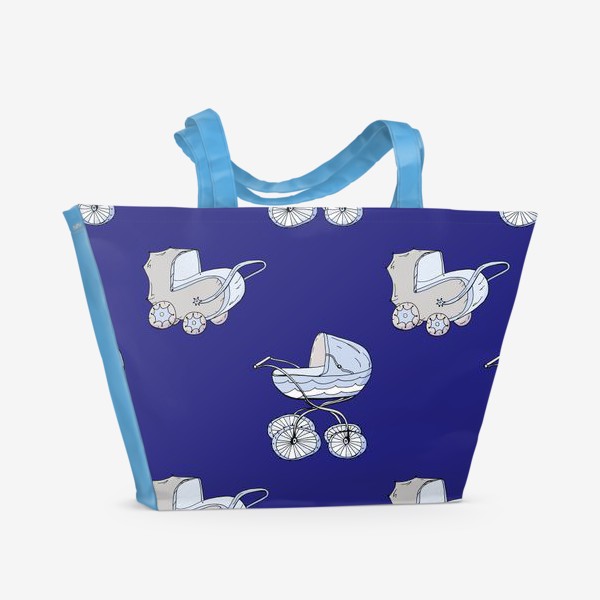 Пляжная сумка «Детский принт с колясками для мальчиков»