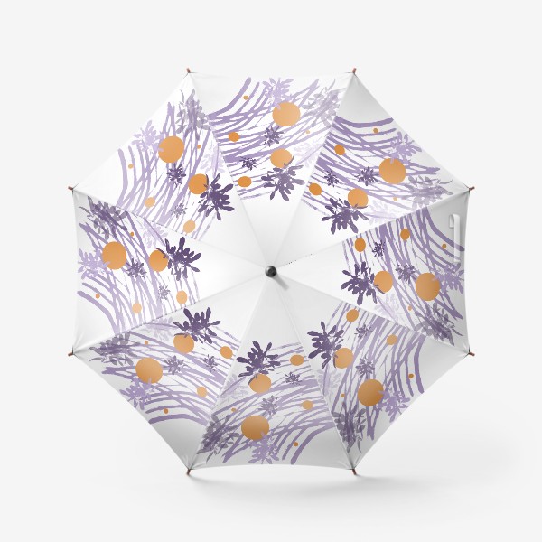 Зонт «Абстракция с веточками фиолетово-оранжевая»