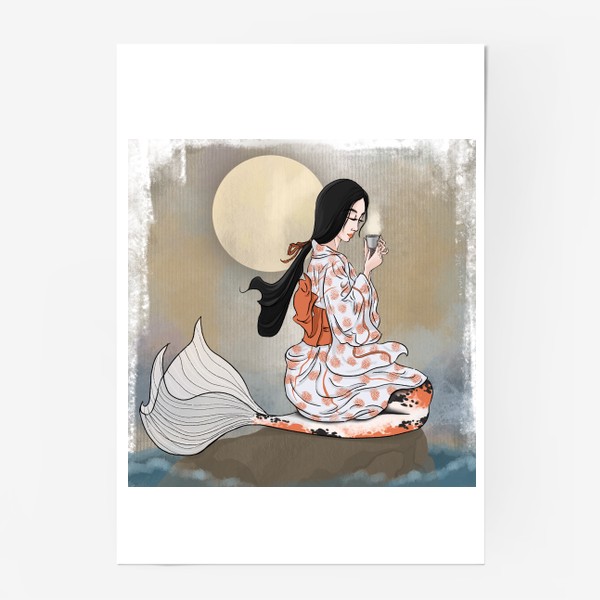 Постер «Японская русалочка Кои за Чайной церемонией»