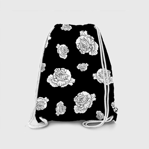 Рюкзак «Бутоны белых роз на черном»