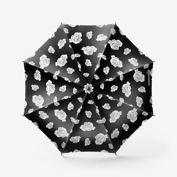 Зонт «Бутоны белых роз на черном»